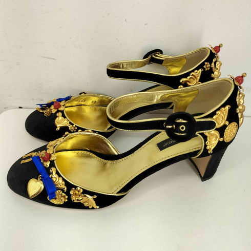 ドルチェアンドガッバーナ DOLCE&GABBANA ジュエリーヒールスウェードパンプス レディース EUR:37