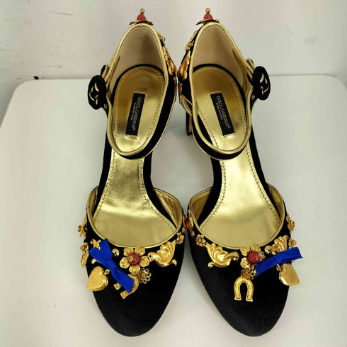 ドルチェアンドガッバーナ DOLCE&GABBANA ジュエリーヒールスウェードパンプス レディース EUR:37