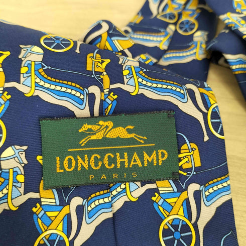 ロンシャン LONGCHAMP 馬車柄シルクネクタイ メンズ
