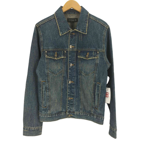 ZAPATEAR フラップ スタッズ ダメージ加工 4P デニム ジャケット Y2K メンズ import:M