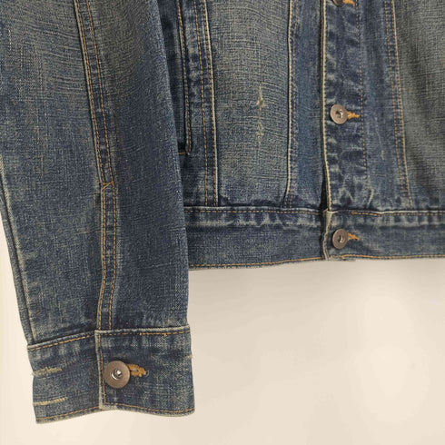 ZAPATEAR フラップ スタッズ ダメージ加工 4P デニム ジャケット Y2K メンズ import:M