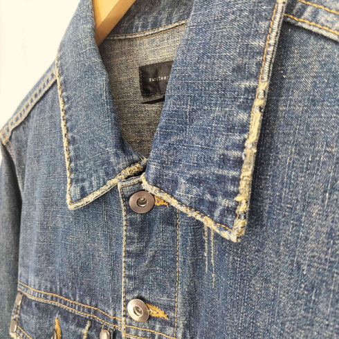 ZAPATEAR フラップ スタッズ ダメージ加工 4P デニム ジャケット Y2K メンズ import:M