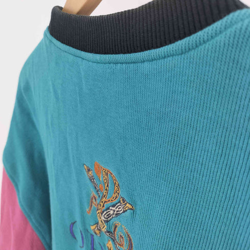 OPERA UOMO WELCOME ABOARD キャラクター 刺繍 バイカラー クルーネック スウェット メンズ EUR:46