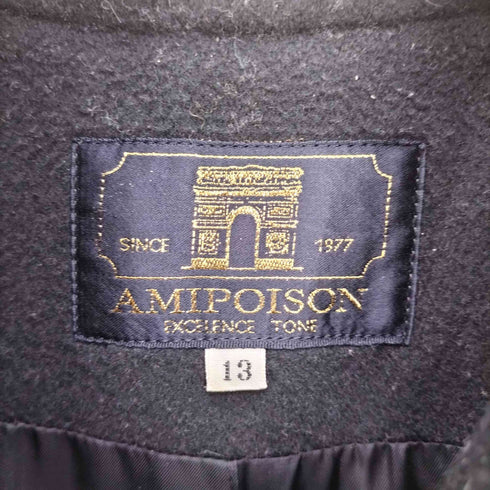 AMIPOISON カシミヤ 66% 混 パイピングファー ウール チェスターコート レディース 13