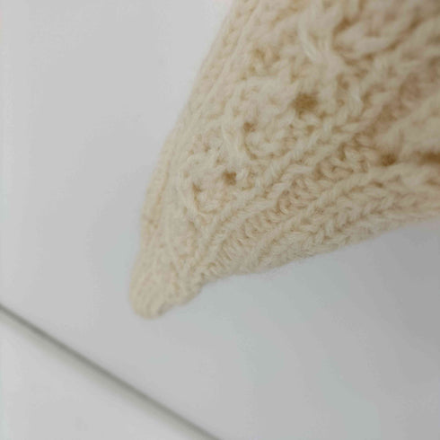 アンリリュシャピュイ Henri-Luc Chapuis ケーブル編みレース切替ニットカーディガン 金ボタン レディース