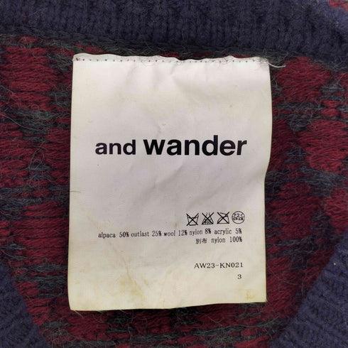 アンドワンダー and wander 切替柄ニット メンズ JPN:3