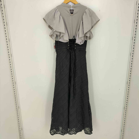 mily bilet ダブルフリル袖チェックレースドッキングワンピース レディース JPN:M