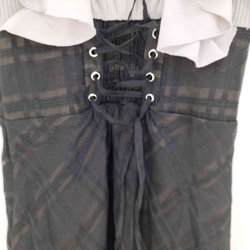 mily bilet ダブルフリル袖チェックレースドッキングワンピース レディース JPN:M
