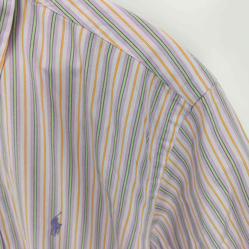 ラルフローレン RALPH LAUREN CLASSIC FIT ポニー刺繍 半袖 ボタンダウン ストライプシャツ メンズ import:L