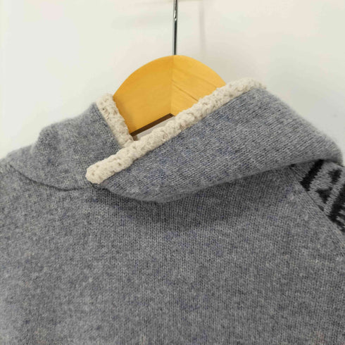 バーバリーブラックレーベル BURBERRY BLACK LABEL 刺繍 裏地ボア 総柄切替 ニットパーカー レディース US:0-2