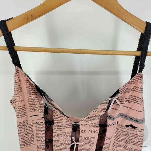 ジョンガリアーノ JOHN GALLIANO NEWSPAPER TOP レース切替 ニュースペーパー プリント トップ レディース import:L