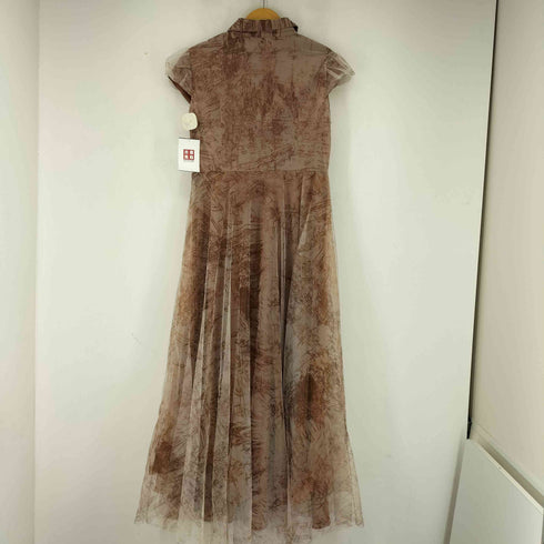 総柄 ロングシアー ノースリーブワンピース レディース FREE
