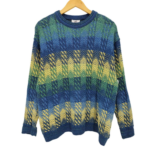Alba Moda ドイツ製 ウールアクリル 総柄ニット メンズ