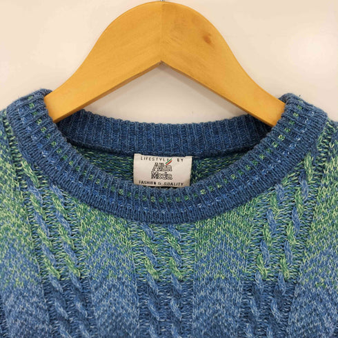 Alba Moda ドイツ製 ウールアクリル 総柄ニット メンズ