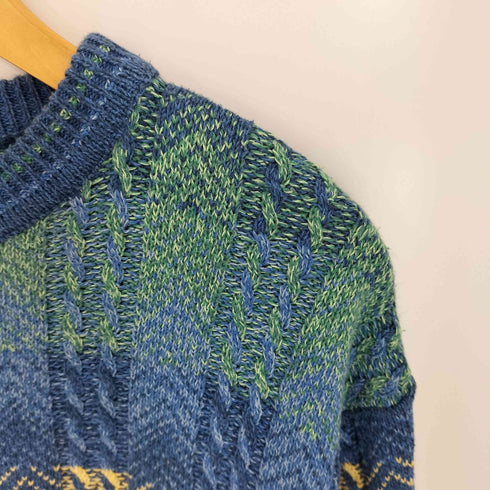 Alba Moda ドイツ製 ウールアクリル 総柄ニット メンズ