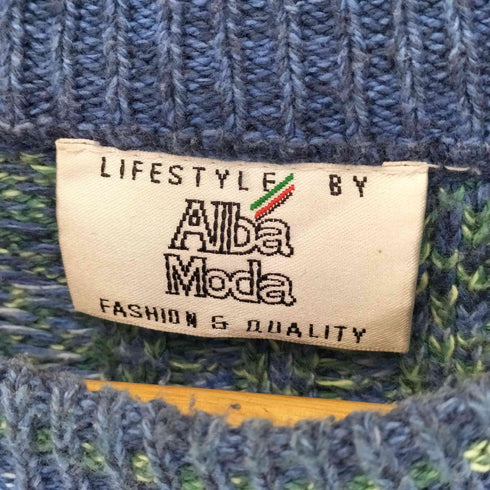 Alba Moda ドイツ製 ウールアクリル 総柄ニット メンズ