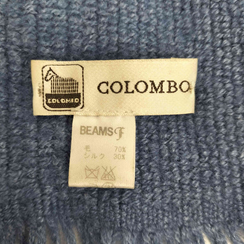 ビームスエフ BEAMS F COLOMBO イタリア製 ワッフルマフラー シルク混 フリンジ メンズ