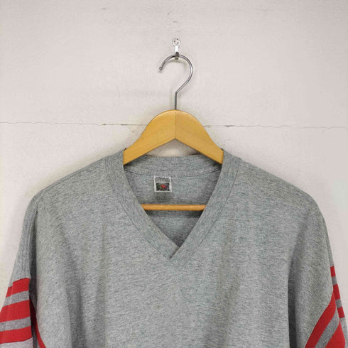 フルーツオブザルーム FRUIT OF THE LOOM 袖3本ライン L/S Vネック シャツ メンズ import:XL