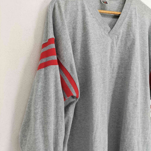 フルーツオブザルーム FRUIT OF THE LOOM 袖3本ライン L/S Vネック シャツ メンズ import:XL