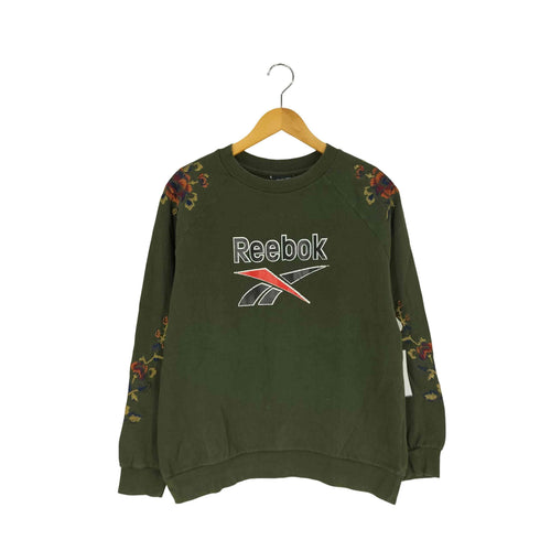 リーボック Reebok 花刺繍 ロゴプリント クルーネック スウェット レディース import:XL
