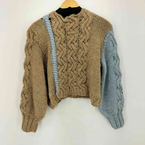 of Handmade イタリア製 ウール混 2トーン ローゲージニット L/S ショート丈 レディース FREE