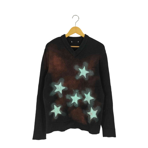 ザラ ZARA スターペンキ加工 Vネック ニット リメイク メンズ import:M