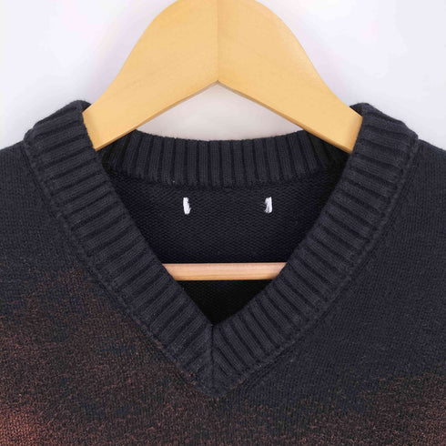 ザラ ZARA スターペンキ加工 Vネック ニット リメイク メンズ import:M