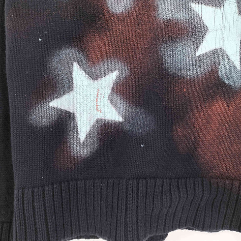 ザラ ZARA スターペンキ加工 Vネック ニット リメイク メンズ import:M