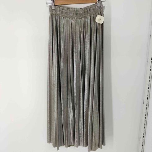 ダブルスタンダードクロージング DOUBLE STANDARD CLOTHING メタリックシルバープリーツマキシスカート レディース JPN:38