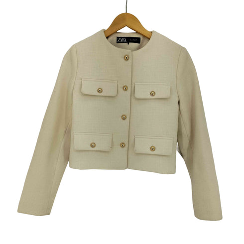 ザラ ZARA フラップクロップドジャケット レディース import:XS