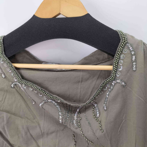 ツモリチサト TSUMORI CHISATO 裾ドローコード スパンコール 七分丈 カットソー レディース US:0-2