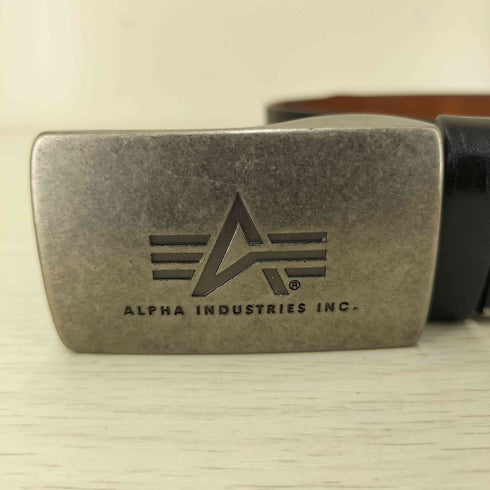アルファインダストリーズ ALPHA INDUSTRIES ロゴ刻印レザーベルト メンズ
