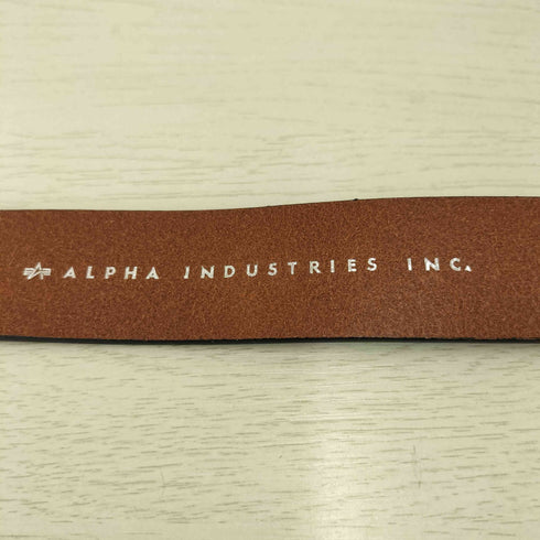 アルファインダストリーズ ALPHA INDUSTRIES ロゴ刻印レザーベルト メンズ