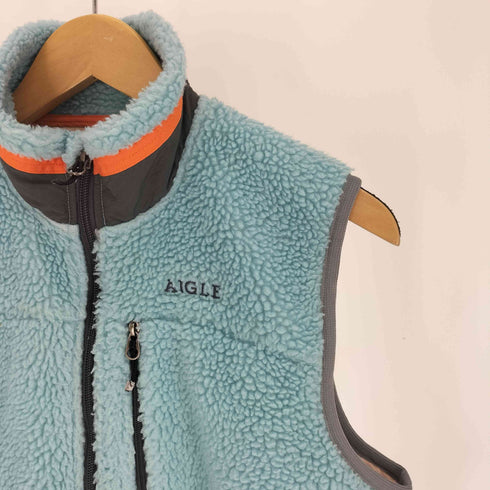 エーグル AIGLE ロゴ 刺繍 ジップアップ ボア フリース ベスト メンズ import:S
