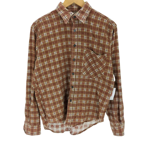 david wilkinson プリントネル チェックコットンネルシャツ メンズ import:L