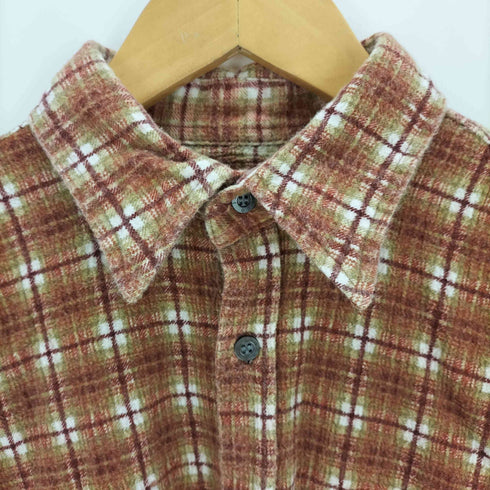 david wilkinson プリントネル チェックコットンネルシャツ メンズ import:L