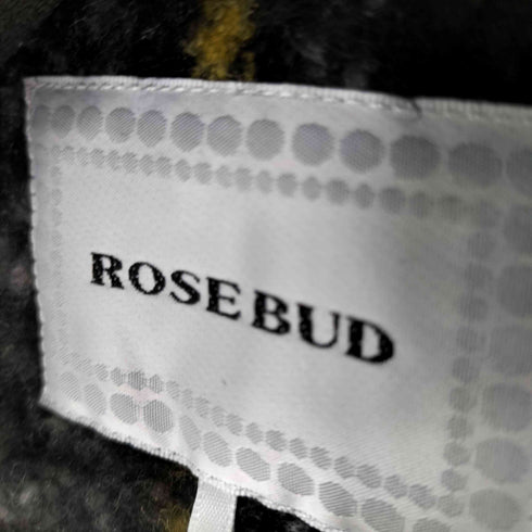 ローズバッド ROSE BUD チェック ウール混 ノーカラーコート レディース FREE