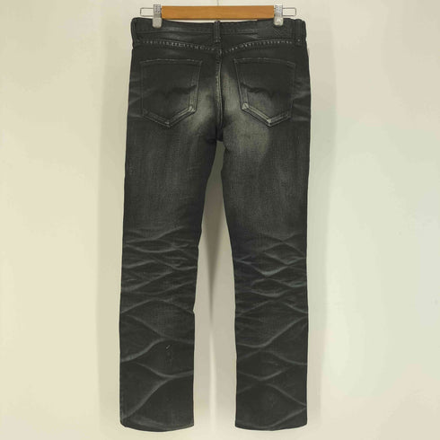 フーガ FUGA ウォッシュド 加工 ジップフライ スキニー ストレッチ ブラックデニム パンツ ローライズ Y2K メンズ JPN:44