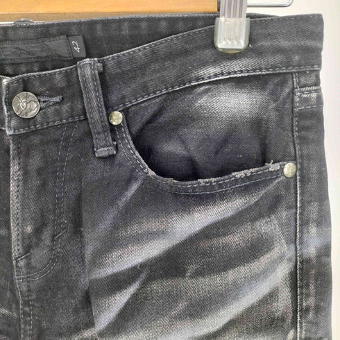 フーガ FUGA ウォッシュド 加工 ジップフライ スキニー ストレッチ ブラックデニム パンツ ローライズ Y2K メンズ JPN:44
