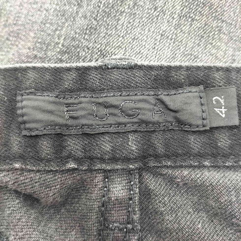フーガ FUGA ウォッシュド 加工 ジップフライ スキニー ストレッチ ブラックデニム パンツ ローライズ Y2K メンズ JPN:44