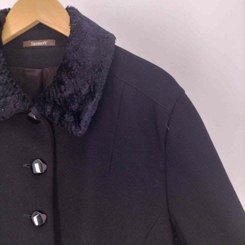 セブンティー SEVENTY イタリア製 PURE VIRGIN WOOL 襟ベルベット ステンカラーコート レディース EUR:42