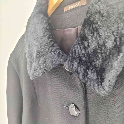 セブンティー SEVENTY イタリア製 PURE VIRGIN WOOL 襟ベルベット ステンカラーコート レディース EUR:42