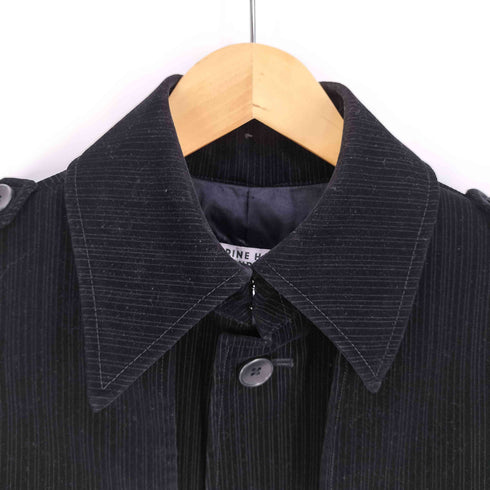 キャサリンハムネットロンドン KATHARINE HAMNETT LONDON ストライプ ベロア トレンチコート メンズ import:M