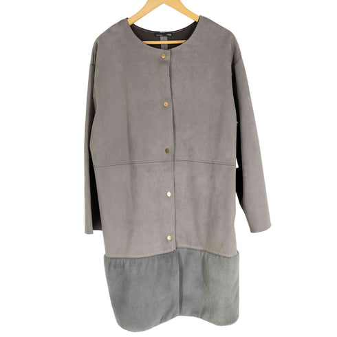 ザラ ZARA ノーカラーフェイクスエードコート フェイクファー レディース import:L