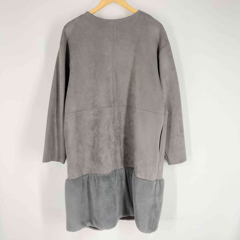 ザラ ZARA ノーカラーフェイクスエードコート フェイクファー レディース import:L