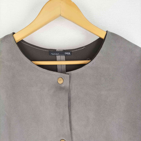 ザラ ZARA ノーカラーフェイクスエードコート フェイクファー レディース import:L