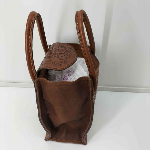 カービングトライブス Carving Tribes Luna ルナ 本革 花柄型押し スクエアレザートートバッグ レディース