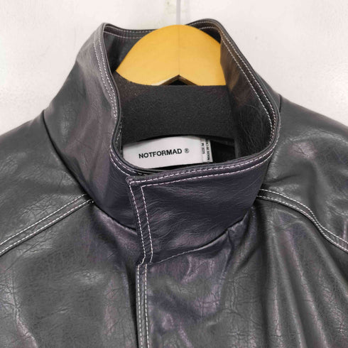 NOTFORMAD スタンドカラー フェイクレザーブルゾン ボックス ステッチ メンズ JPN:M