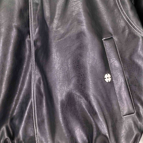 NOTFORMAD スタンドカラー フェイクレザーブルゾン ボックス ステッチ メンズ JPN:M