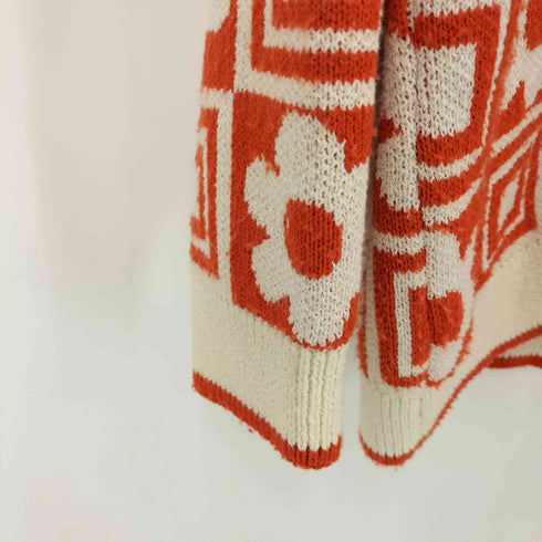 ザラ ZARA アクリル混 花柄カーディガン レディース import:S
